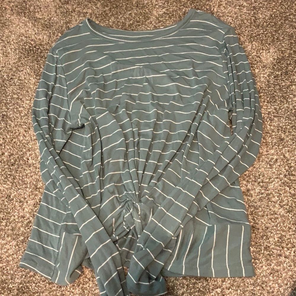 Long sleeve striped mini shirt, so brand